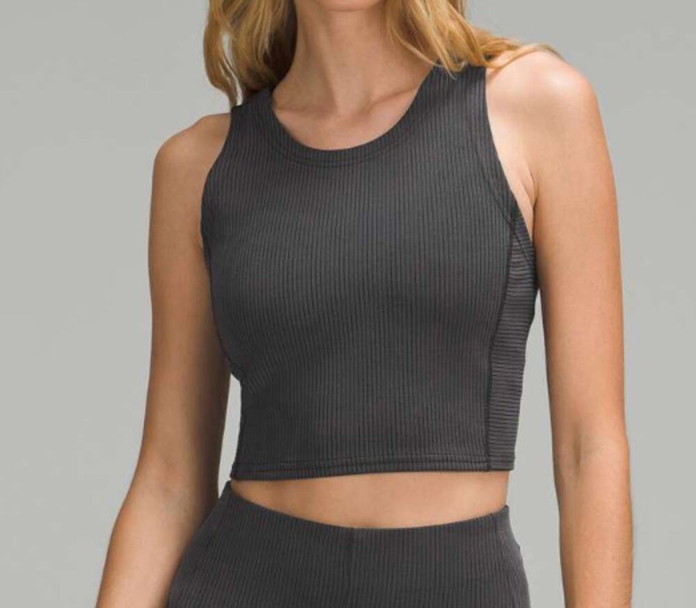 Lululemon Ribbed Softstreme Cropped Tank Top Black 8